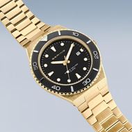 Foto de Reloj de hombre baño de oro pulido cepillado con esfera negra tornasolada 