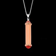 Foto de Collar de plata con baño de rodio y colgante coral rosa