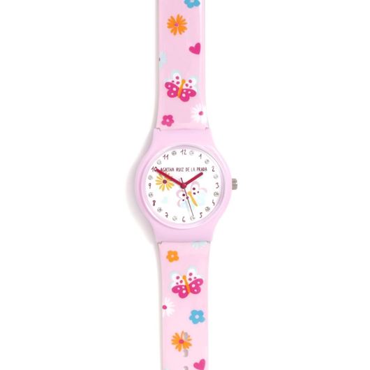 Picture of Reloj flip mariposas rosa con brillantes