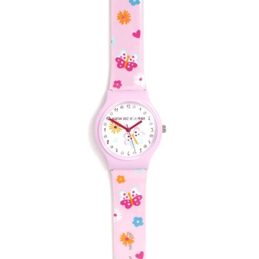 Foto de Reloj flip mariposas rosa con brillantes