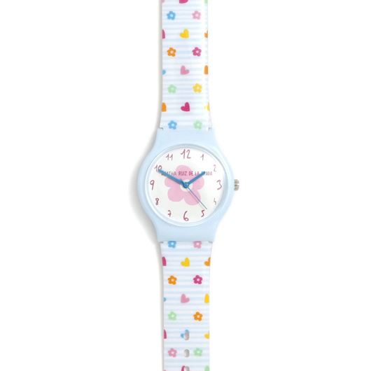 Picture of Reloj flip rayas azules con iconos