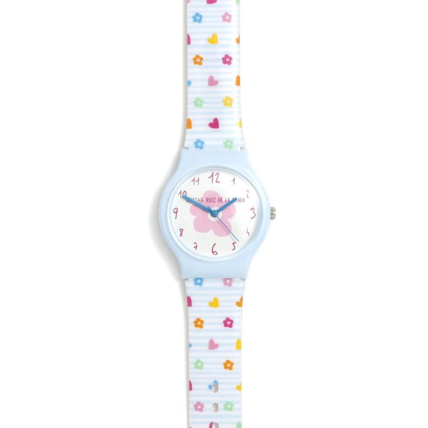 Foto de Reloj flip rayas azules con iconos