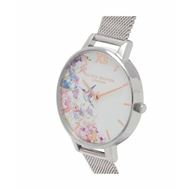 Foto de Reloj Olivia Burton esfera floral 34mm, malla milanesa plateada