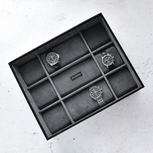 Foto de Caja de 12 relojes negro/gris oscuro