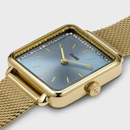 Foto de Reloj Cluse La Tétragone Malla piedras Azul Claro, Color Oro