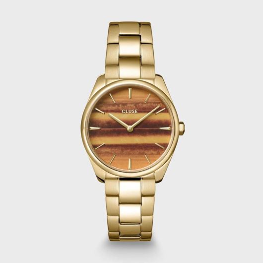 Picture of Reloj Cluse Fierce Petite Acero Ojo de Tigre, Color Oro