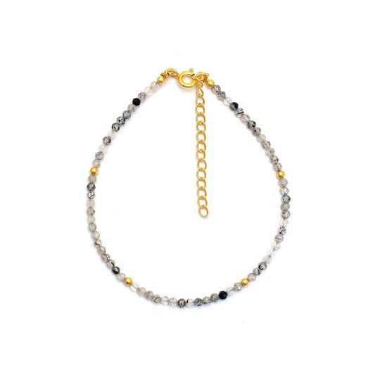 Picture of Pulsera de plata baño oro con cuarzos rutilados naturales