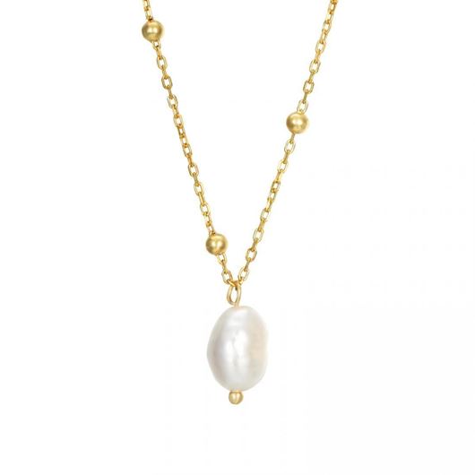 Foto de Collar plata baño oro y perla barroca 9,5x7mm