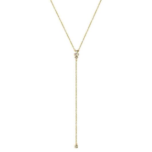 Picture of Collar escote en V en plata baño oro y circonitas