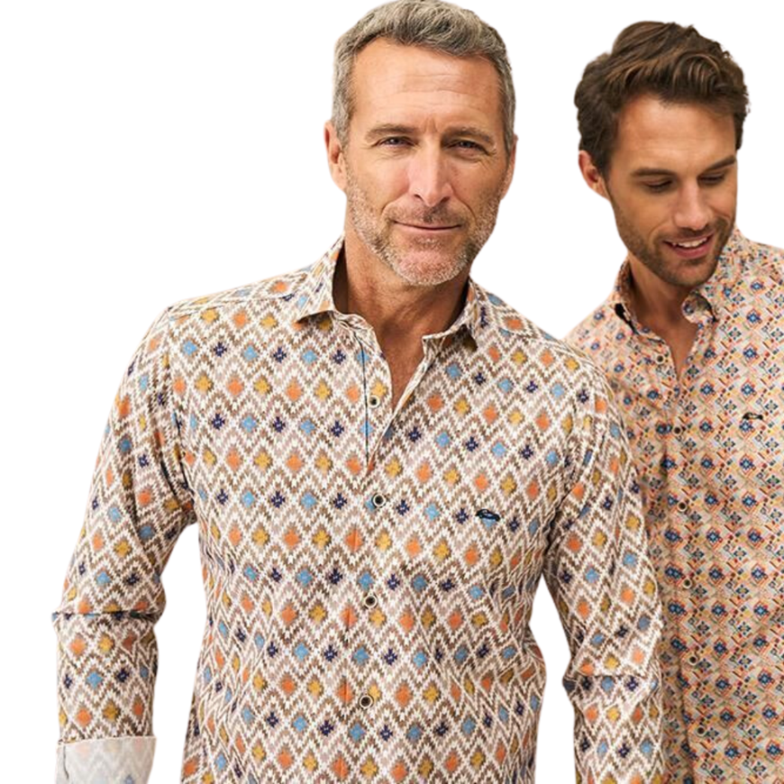 Foto de Camisa manga larga slim fit estampado étnico