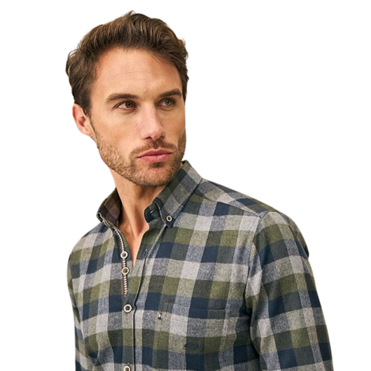 Picture of Camisa vielha cuadro verde, marino y gris