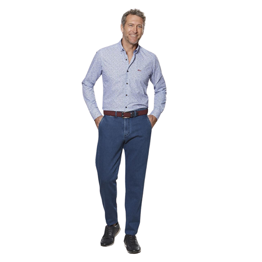 Foto de Pantalón chino con forro interior franela regular fit azul denim