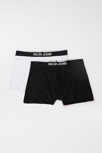 Foto de Pack 2 calconcillos boxer negro estampado logo y blanco liso