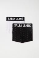 Foto de Pack 2 calconcillos boxer negro estampado logo y blanco liso