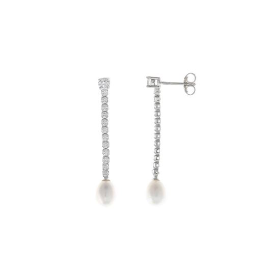 Foto de Pendientes de plata baño rodio con perla y circonitas