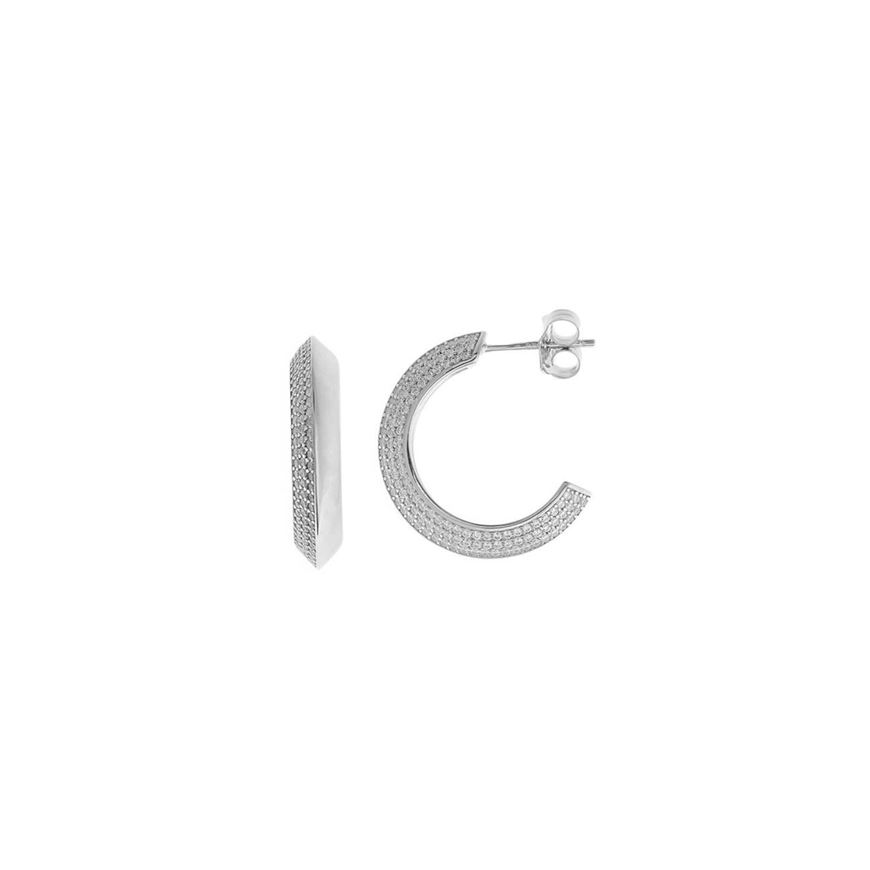 Picture of Pendientes aro meido en plata con circonitas balncas 15mm
