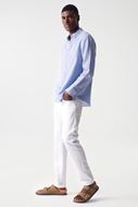 Picture of Camisa lino y algodón azul medio