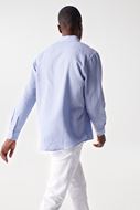 Picture of Camisa lino y algodón azul medio