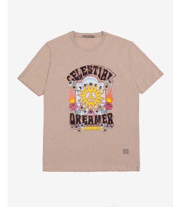 Foto de Camiseta taupé estampado Celestial Love