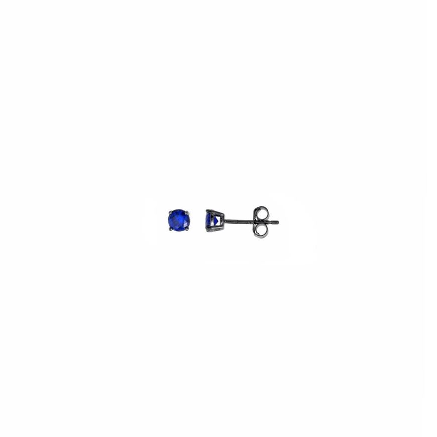 Foto de Pendientes punto de luz 3mm de plata baño rutenio con circonitas azules
