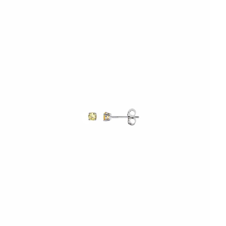 Foto de Pendientes punto de luz 3mm de plata baño rodio con circonitas amarillas