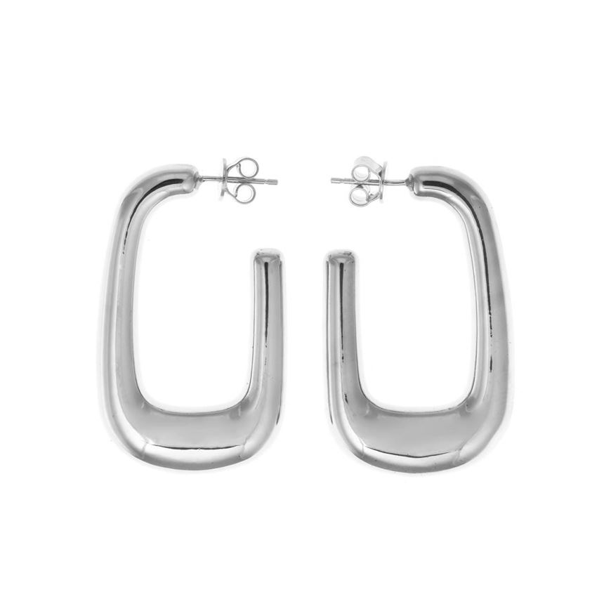 Picture of Pendientes aro rectangular de plata baño rodio 