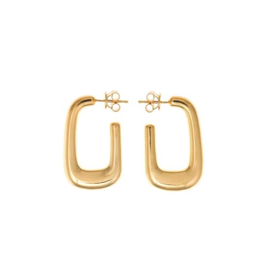 Foto de Pendientes aro rectangular de plata baño oro