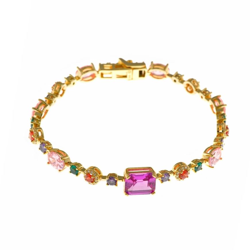 Foto de Pulsera de plata baño oro con circonitas multicolor