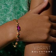 Foto de Pulsera de plata baño oro con circonitas multicolor
