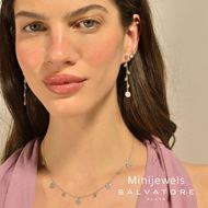 Foto de Pendientes plata baño rodio cadena con chapitas y perla