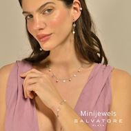 Foto de Pendientes plata baño rodio cadena con chapitas y perla