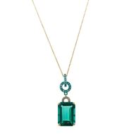 Picture of Gargantilla de plata baño oro con cristal rectangular verde