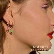 Foto de Charm de plata baño oro eslabón calabrote con circonitas rosa