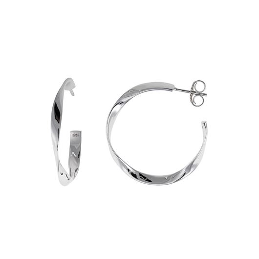 Foto de Pendientes aro ondulado liso de plata baño rodio 30 mm