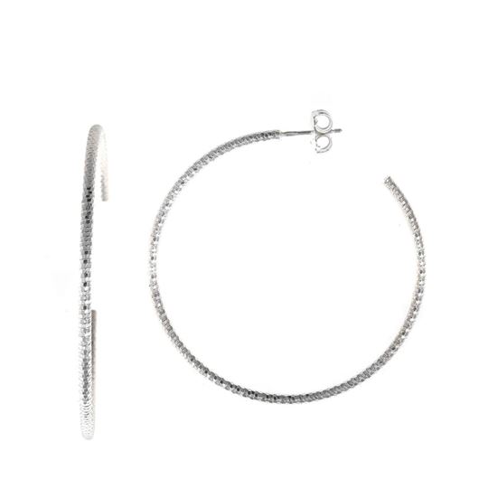 Foto de Pendientes aros diamantados de plata 50mm
