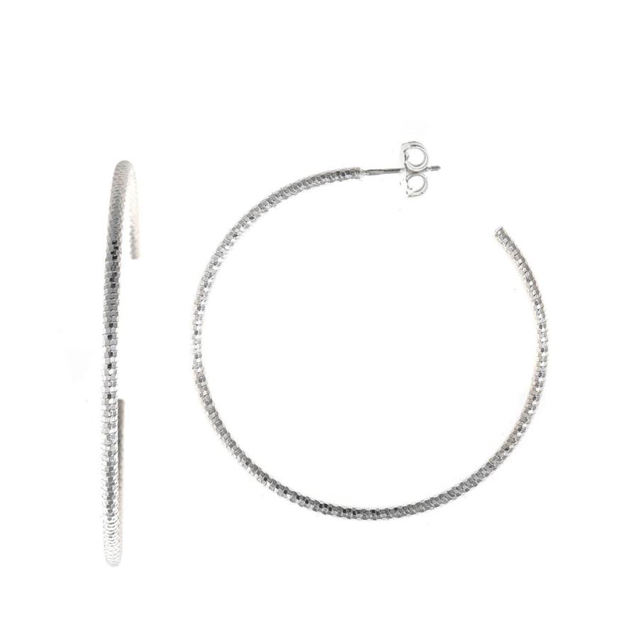 Foto de Pendientes aros diamantados de plata 50mm