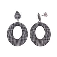 Foto de Pendientes plata baño rodio lágrima y óvalo con circonitas