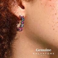 Foto de Pendientes aro de plata baño oro rosa con circonitas multicolor