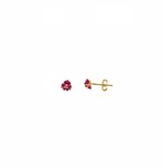 Foto de Pendientes plata baño oro flor con circonitas rubí
