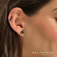 Foto de Pendientes plata baño rodio con circonita negra