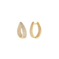 Foto de Pendientes aro ovalado plata baño oro con circonitas