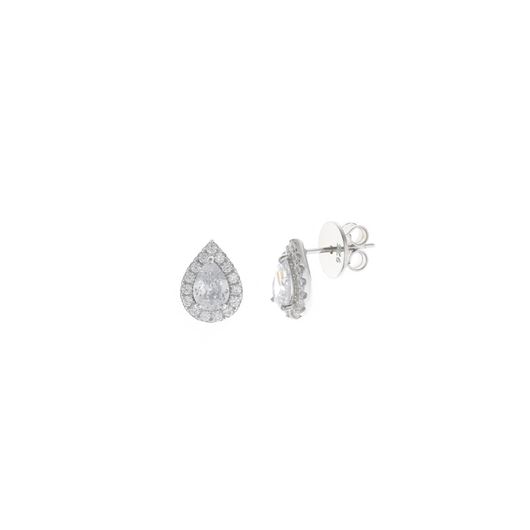 Foto de Pendientes de plata baño rodio con circonita talla pera