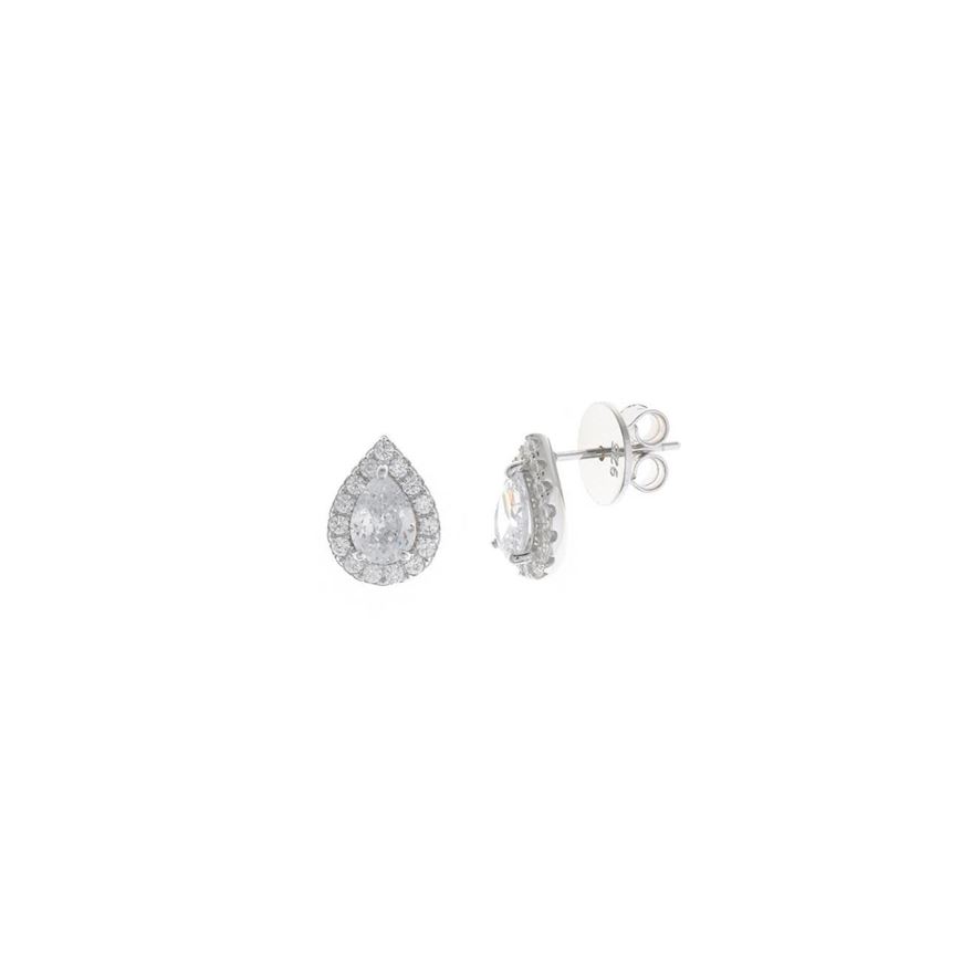Foto de Pendientes de plata baño rodio con circonita talla pera