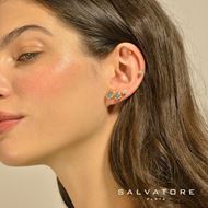 Foto de Pendientes dorados chatones de circonitas blancas 4mm