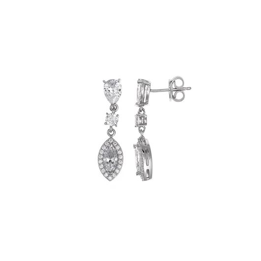 Foto de Pendientes de plata baño rodio con circonita talla pera