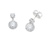 Foto de Pendientes de plata baño rodio con dos circonitas