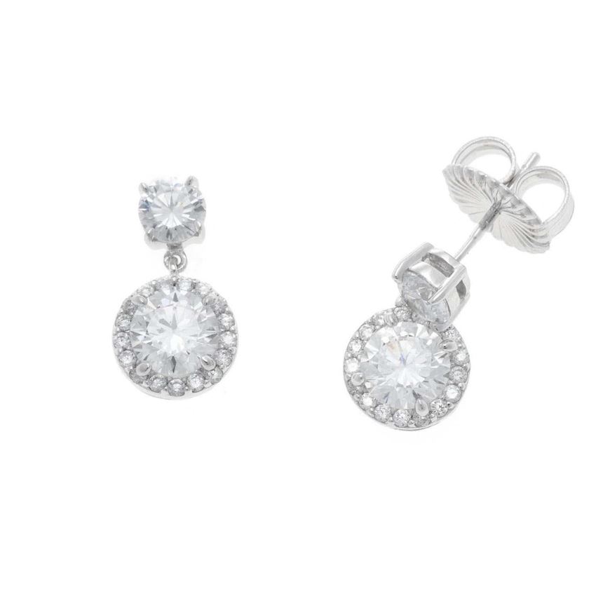 Foto de Pendientes de plata baño rodio con dos circonitas