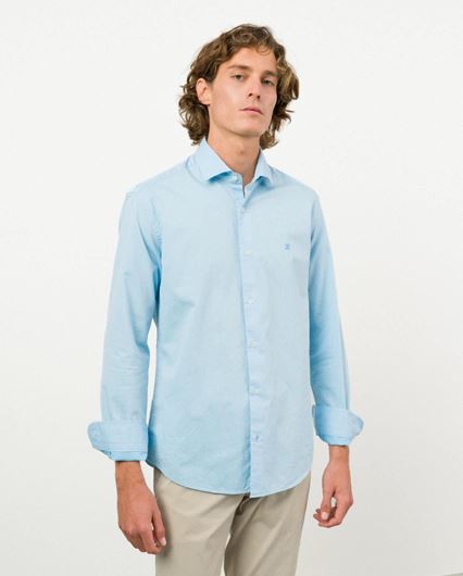 Foto de Camisa sport slim fit en microestructura de algodón azul claro