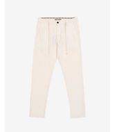 Foto de Pantalón largo blanco marfil a rayas slim fit