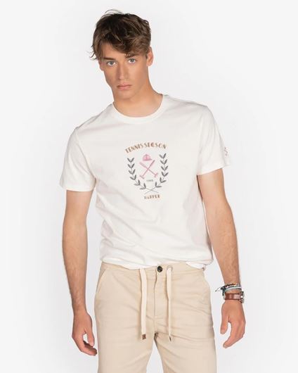 Foto de Camiseta Tennis crudo con bordado